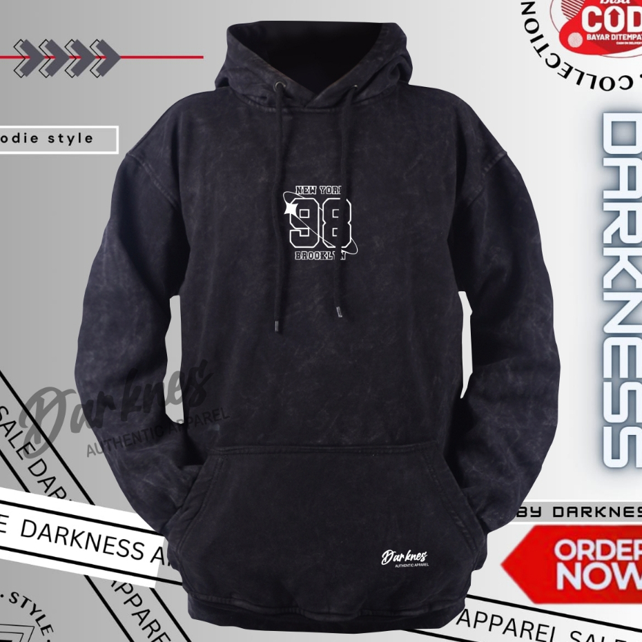 suiter pria hoodie terbaru 2023 keren gaya distro sweater cowok brand darkness tebal warna black san
