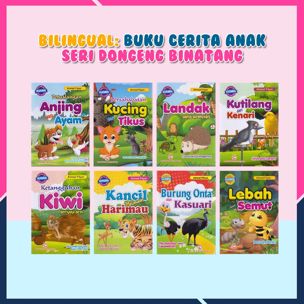 Buku Cerita Anak Dongeng Binatang Bilingual Petualangan Anjing Burung Onta Landak Kutilang Kancil Me