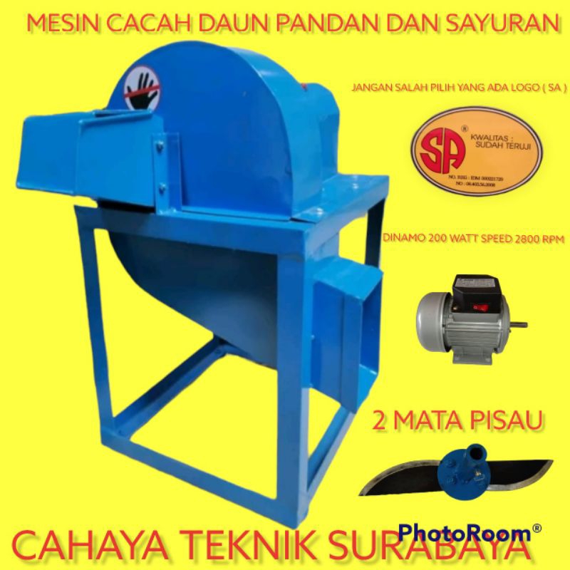 MESIN CHOPER PENCACAH DAUN PANDAN DAN PAKAN TERNAK KOMPLIT DINAMO 200 WATT