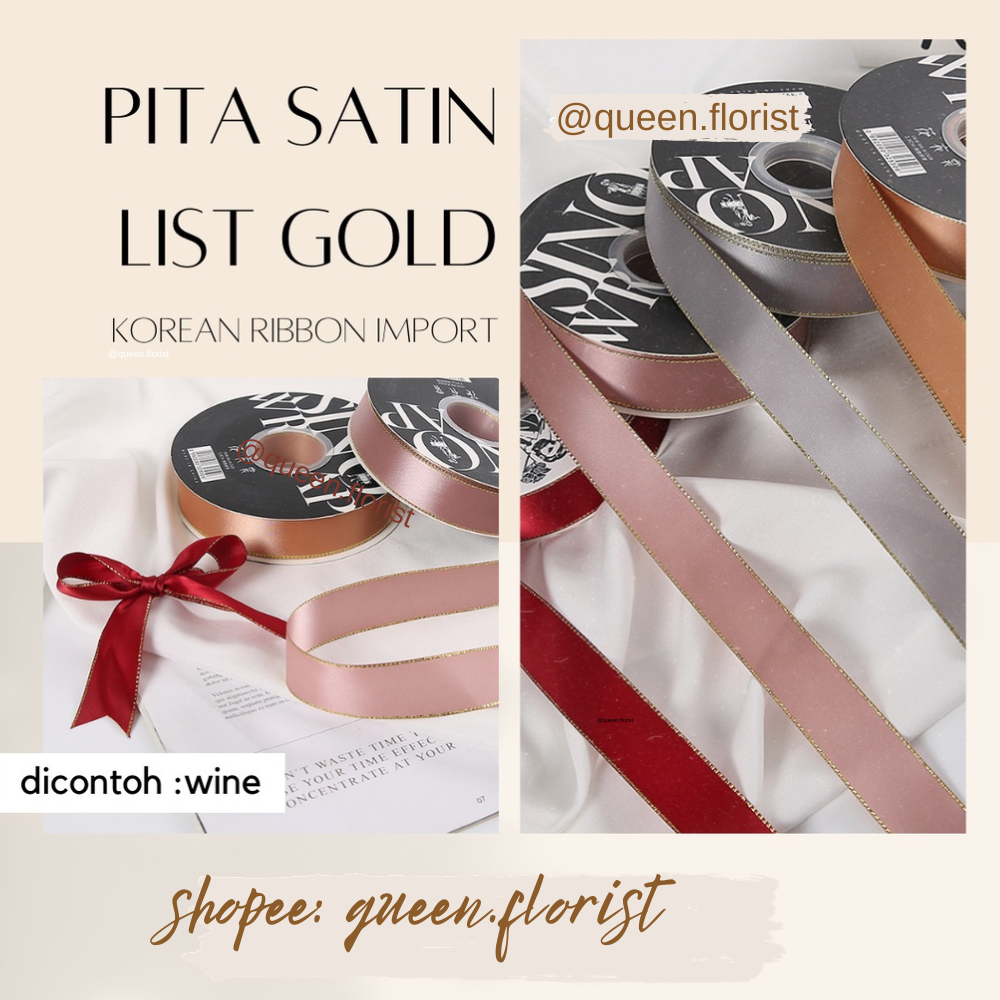 

1M PITA SATIN LIST GOLD LEBAR 2.5CM PREMIUMPITA KADO GIFT BOUQUET BUNGA DEKORASI KOREAN RIBBON MOTIF LETTER I MISS YOU SATIN RIBBON PITA KOREA CALLIGRAPHY DEKORASI CRAFT BAHAN BOUQUETE KADO PITA KADO