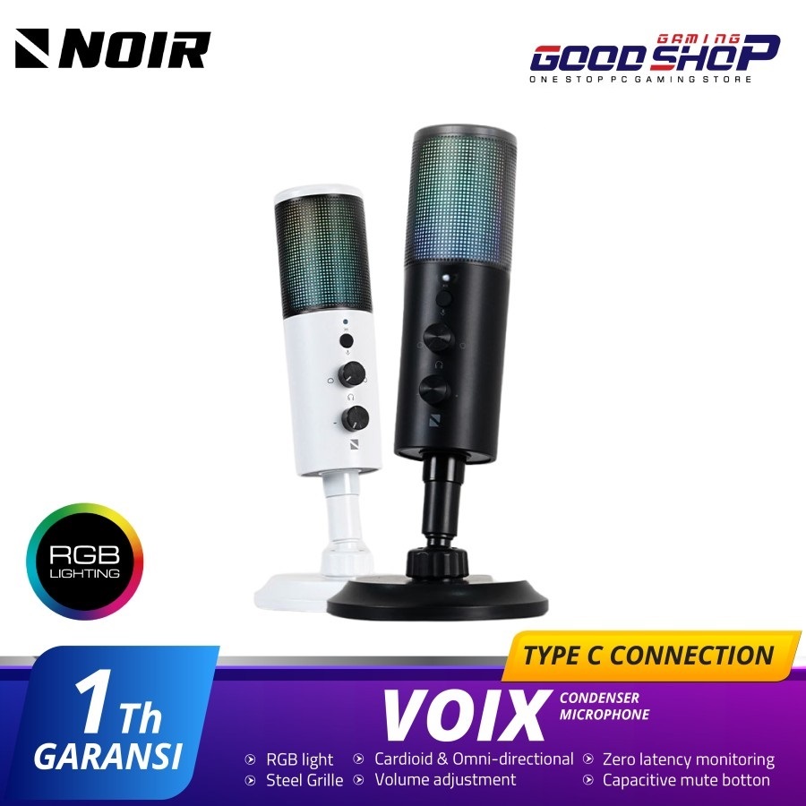 Noir Voix Condenser Microphone USB Type-C with RGB Streaming&Gaming