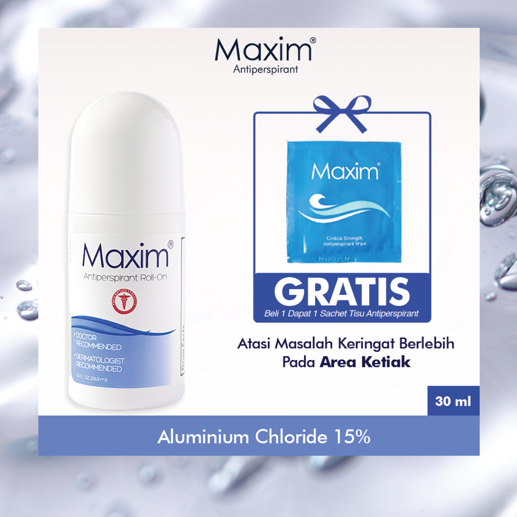 Maxim Antiperspirant Roll On 15% Volume 30ml + 1 Sachet Wipe 15%