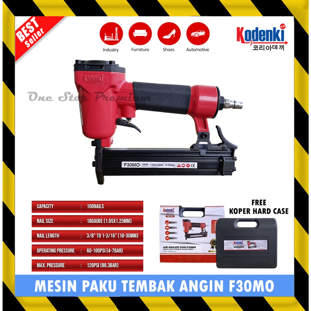 ALAT MESIN STAPLER STAPLES SETEPLES STEPLES PAKU TEMBAK ANGIN AIR STAPLER NAILER NAIL GUN KODENKI F3