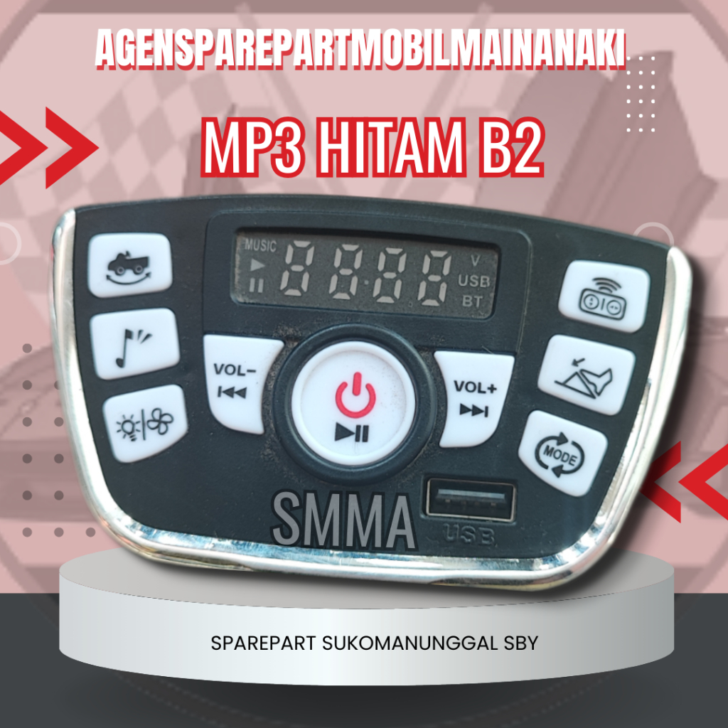 SMMA || MP3 HITAM B2 MODUL MUSIK TOMBOL POWER ON OFF MOBIL MAINAN AKI ANAK