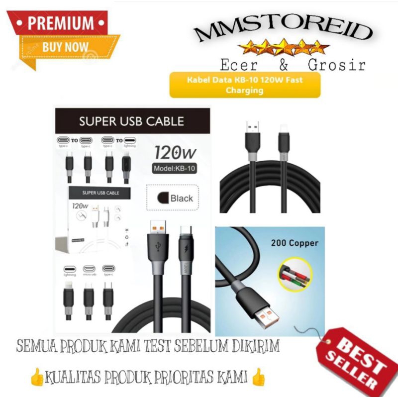 MM - Kabel Data Silicon KB-10 120W Fast Charging Super USB Cable Micro, Type C , Lightning, Type C T