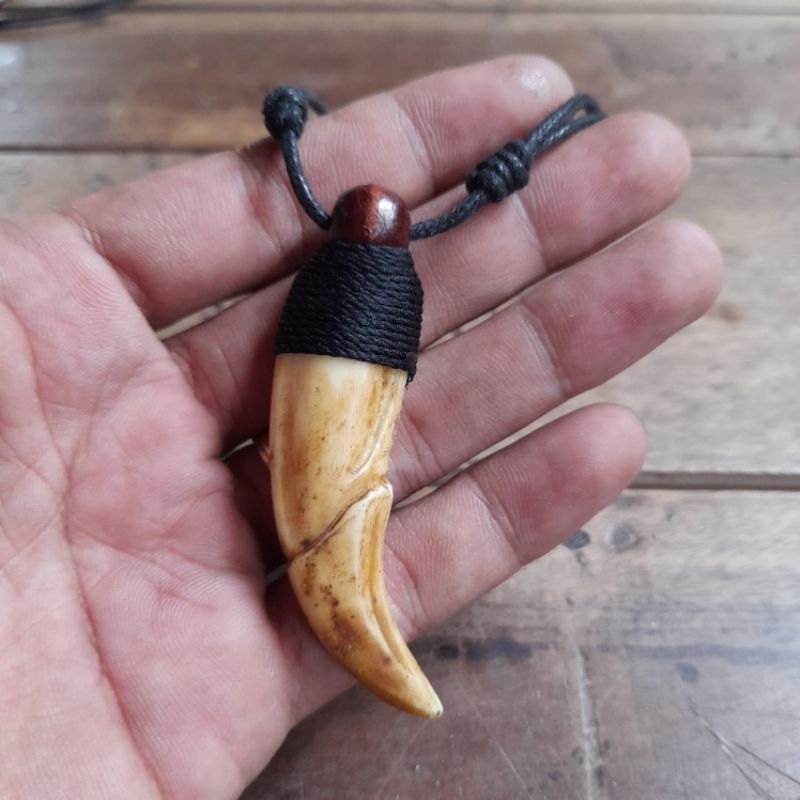 Kalung Etnik Liontin Taring Fashion Pria Kalung Taring KW
