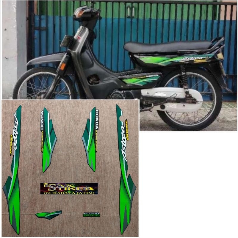 Striping Original Honda Astrea Grand hitam Lis hijau tahun 1996