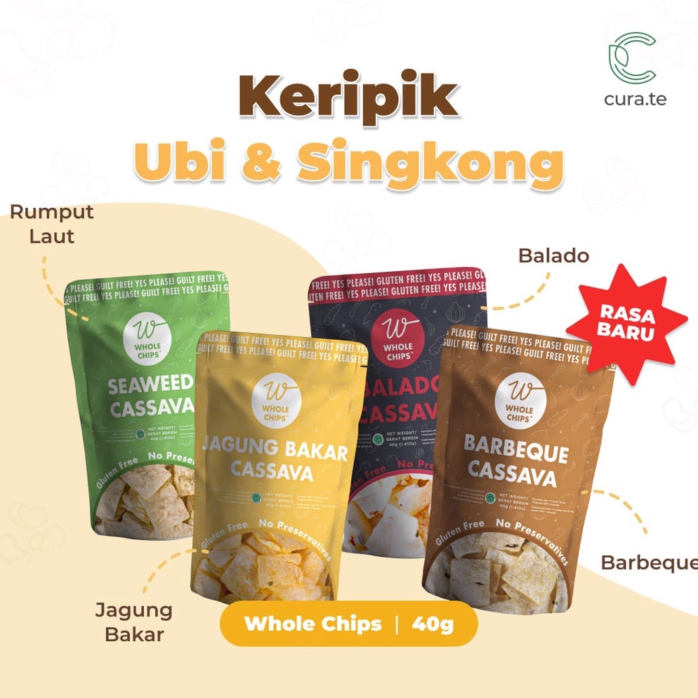 

FLASH SALE⚡ WHOLE CHIPS NEW FLAVOUR KERIPIK UBI SINGKONG 40GR | SNACK CEMILAN DIET SEHAT