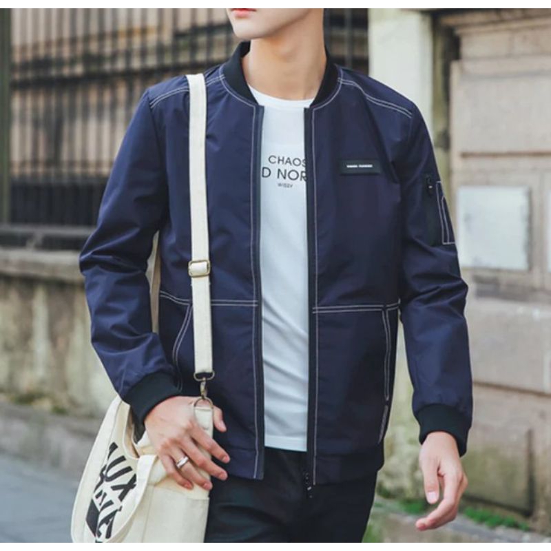 MEX21 Jaket Bomber Pria Benang Timbul/Jaket Bomber Pria Koreaan/Jaket Bomber Pria Import