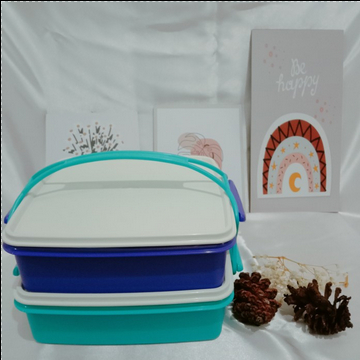 Tempat makan kotak bekal rantang piknik susun 2 tingkat lunch box carry all set tupperware