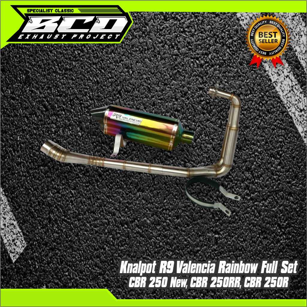 Knalpot R9 Valencia Rainbow Full Set CBR 250 New, CBR 250RR, CBR 250R Original
