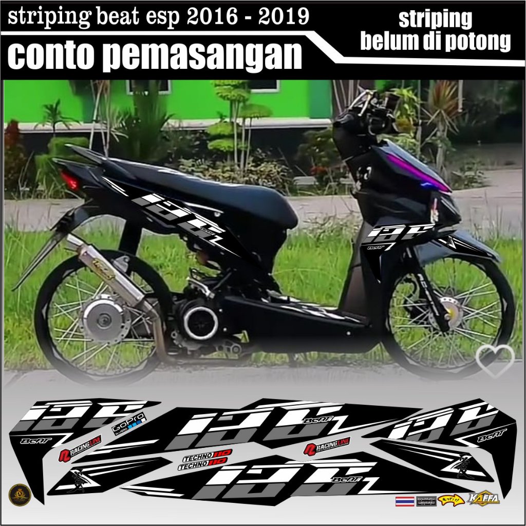 Striping Beat Esp / New List Simple Stiker Variasi Hitam