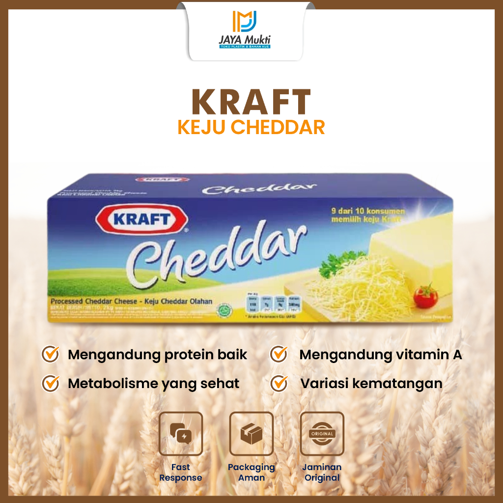 

Keju kraft Cheddar 250Gr Bahan Taburan Toping Kue Roti Cookies Cake