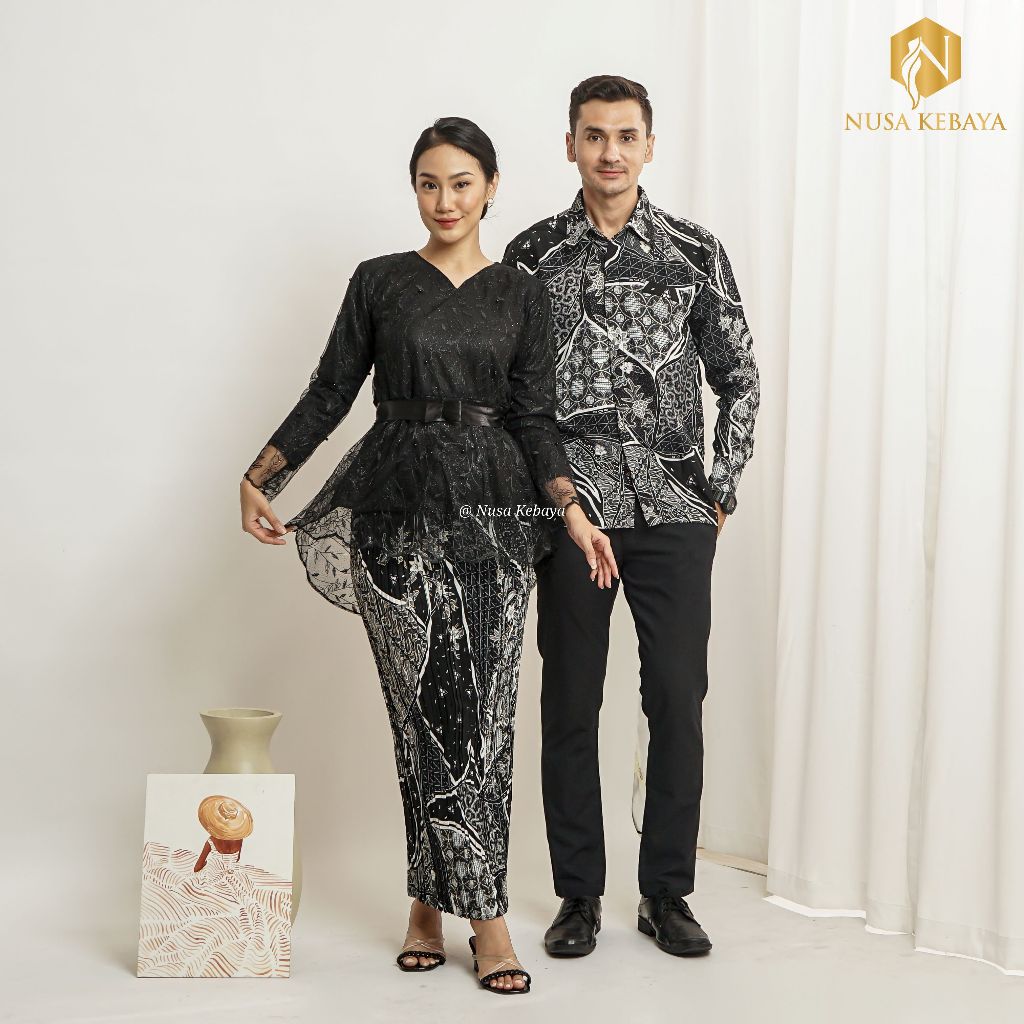 Couple Kebaya Modern / Setelan Kebaya dan Kemeja Batik Lengan Panjang atau Pendek / Baju Kebaya Pasa