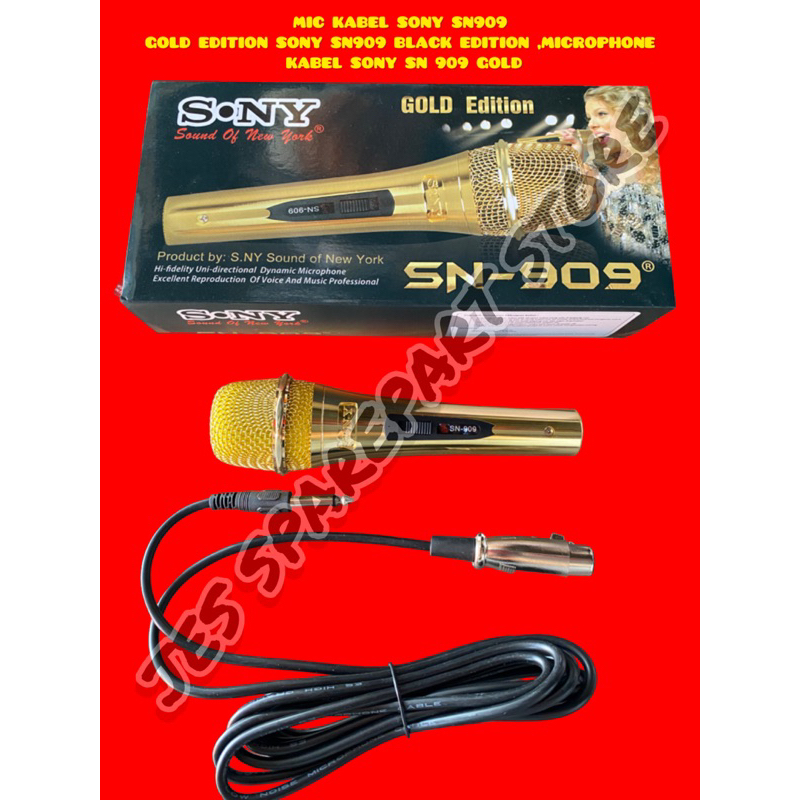 MIC KABEL SONY SN909 GOLD ,MICROPHONE KABEL SONY SN 909 GOLD