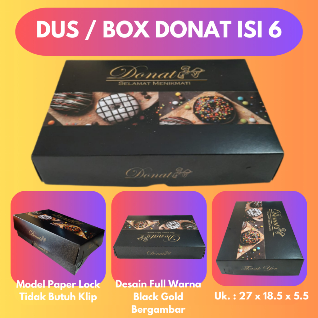 

DUS / BOX DONAT ISI 6 | KEMASAN EKSLUSIF WARNA BLACK AND GOLD