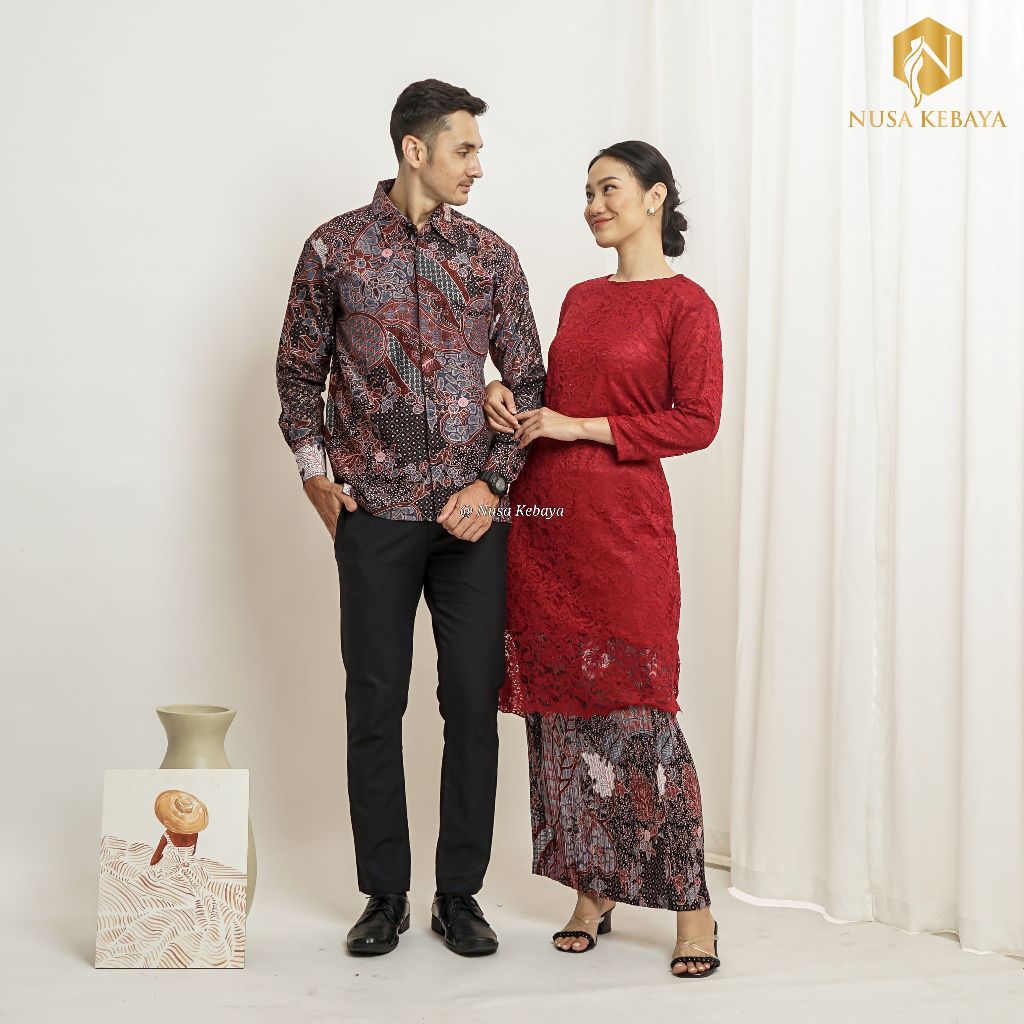Nusa_Kebaya Couple Kebaya Tunik Tulle Modern / Kebaya Couple Batik / Kebaya Modern/Set Kebaya Couple