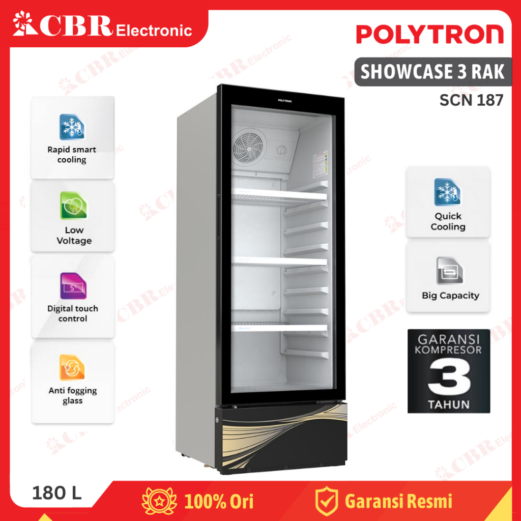 Showcase Display Cooler POLYTRON 3 Rak SCN 187 (BLACK)