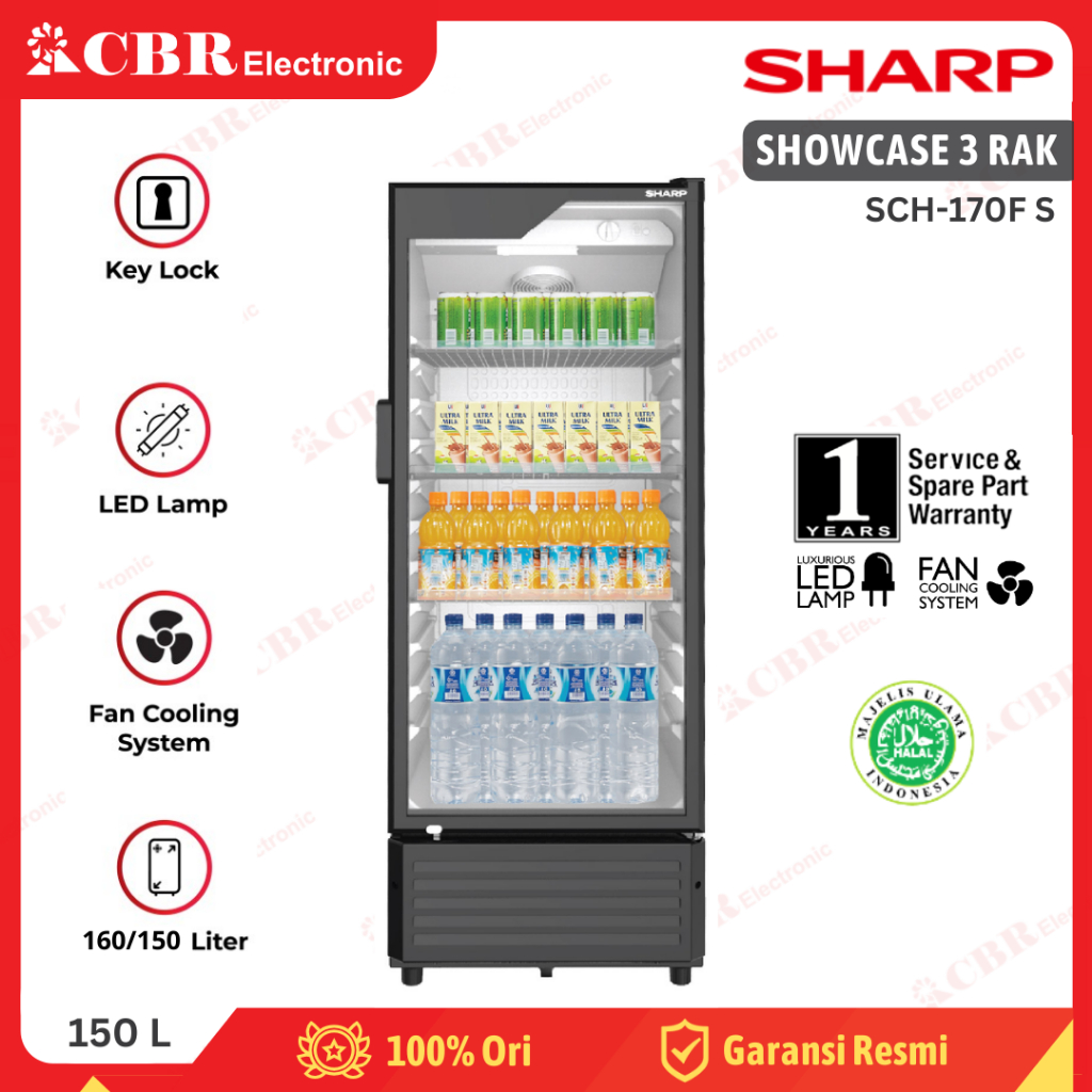 Showcase Display Cooler SHARP 3 Rak SCH-170F S