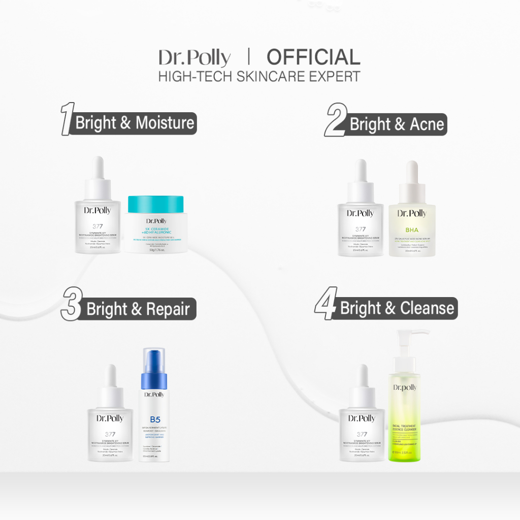 Dr. Polly Symwhite 377 Nicotinamide Brightening Serum+5X Ceramide Moist/ Bifida Emultion/ Acne Serum