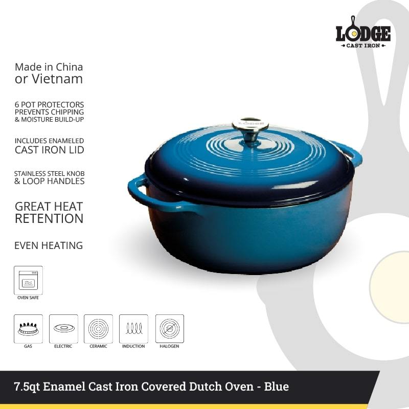 Lodge 7.5 Quart Blue Enameled Cast Iron Dutch Oven - EC7D33