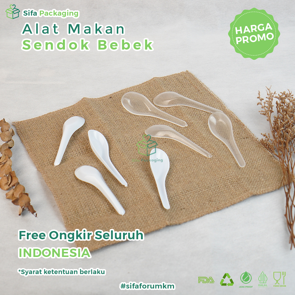 Sendok Bebek Bening Dan Putih Isi 12 Pcs Sendok Katering Nasi Box Sendok Nasi Kuning Bubur Sendok Ma