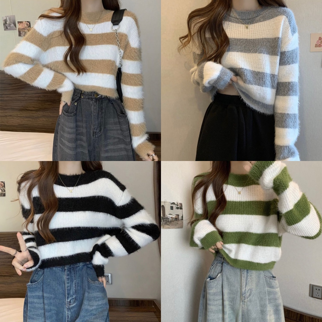 UMISUKA Atasan Inner Rajut Wanita Kaos Lengan Panjang Korean Style Fashion Bangkok BKK ajwshop pinkd