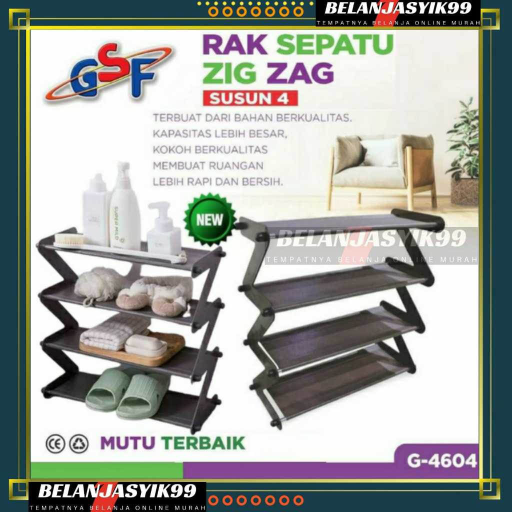RAK SEPATU GSF G-4604 / RAK SEPATU ZIG ZAG SUSUN 4 GSF 4604 / RAK TEMPAT SEPATU SANDAL SENDAL SUSUN 