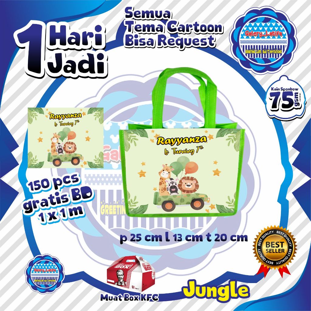 

TAS ULANG TAHUN MUAT BOX KFC TEMA JUNGLE "BISA REQUEST TEMA JUNGLE LAINYA