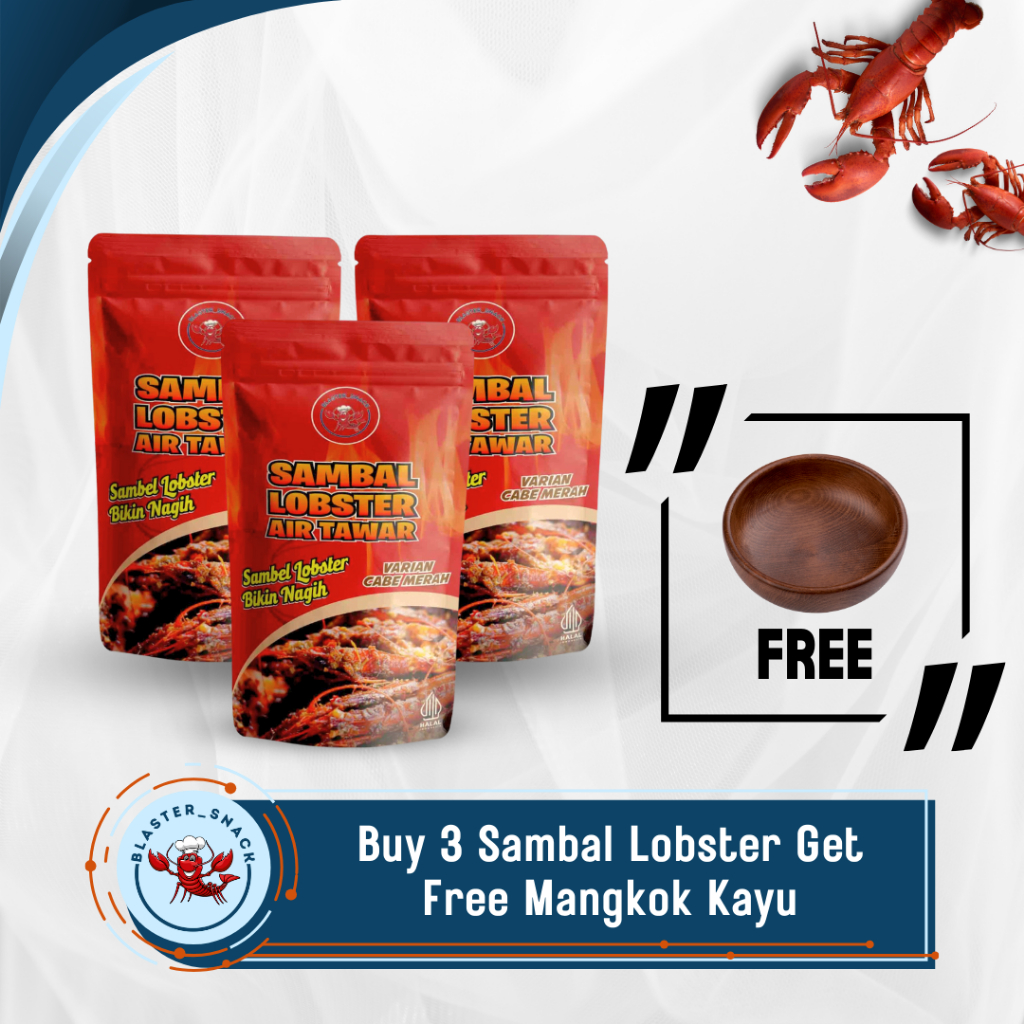 

[Free Mangkok Kayu] Sambal Lobster Air Tawar Siap Saji Isi 3 Pcs