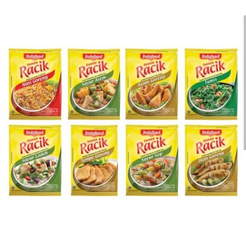 

Bumbu Racik Indofood Renceng Renteng Racik ayam ikan tempe nasi goreng sayur asem sop