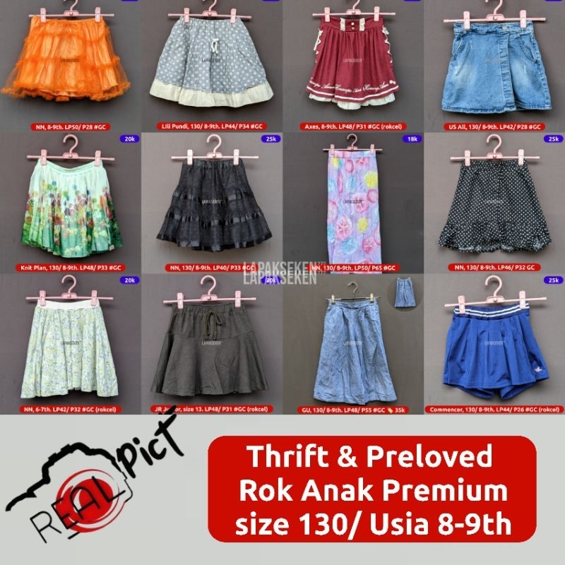 rok anak size 130/ 8-9th | panjang | murah | plisket | skirt | tutu | span | pendek | polos | jeans 