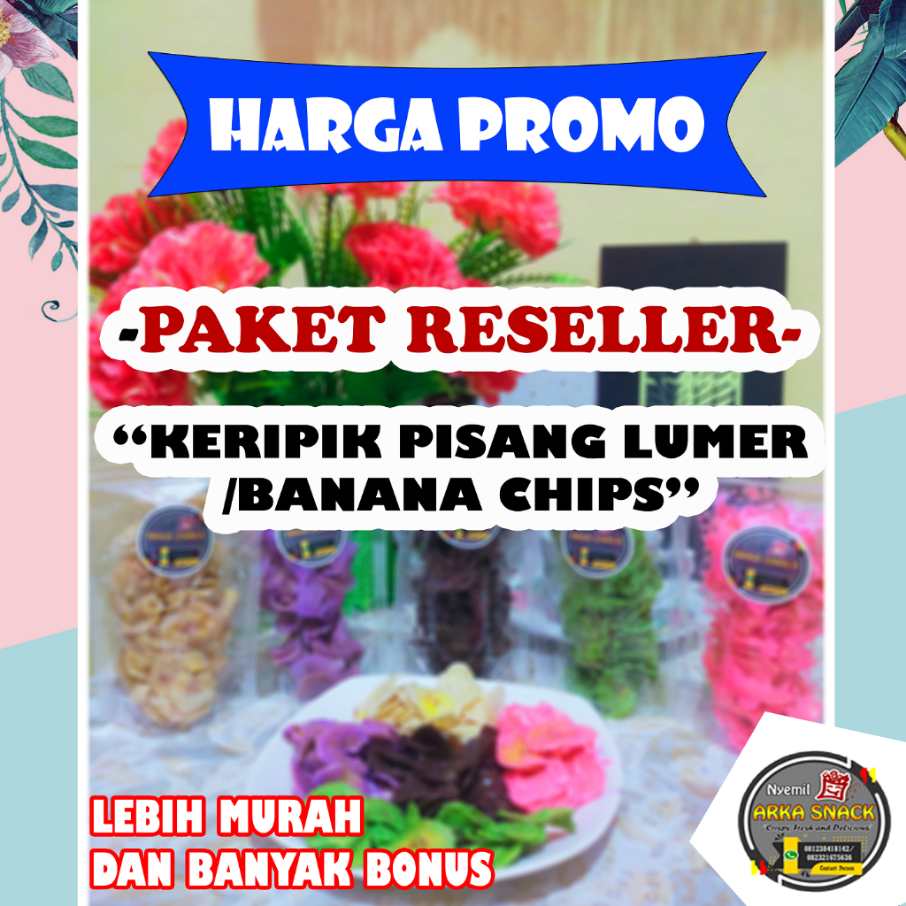 

HARGA PROMO PAKET RESELLER KERIPIK PISANG LUMER/BANANA CHIPS (RENYAH, ENAK SERTA BIKIN NAGIH)