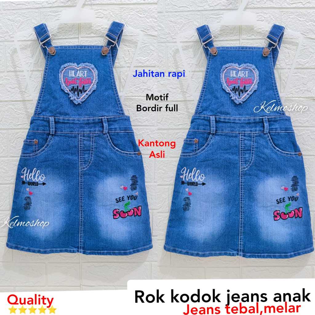rkpd/wearpack/overall/jumsuit/rok kodok pendek jeans anak perempuan berkualitas/baju anak bagus 3-9t