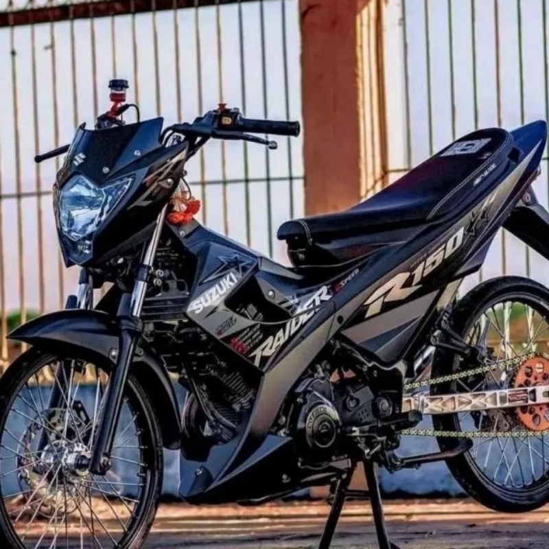 (BISA COD) Striping Raider R 150 Thailand Hitam silver Stiker Raider R 150 Thailand striping Standar