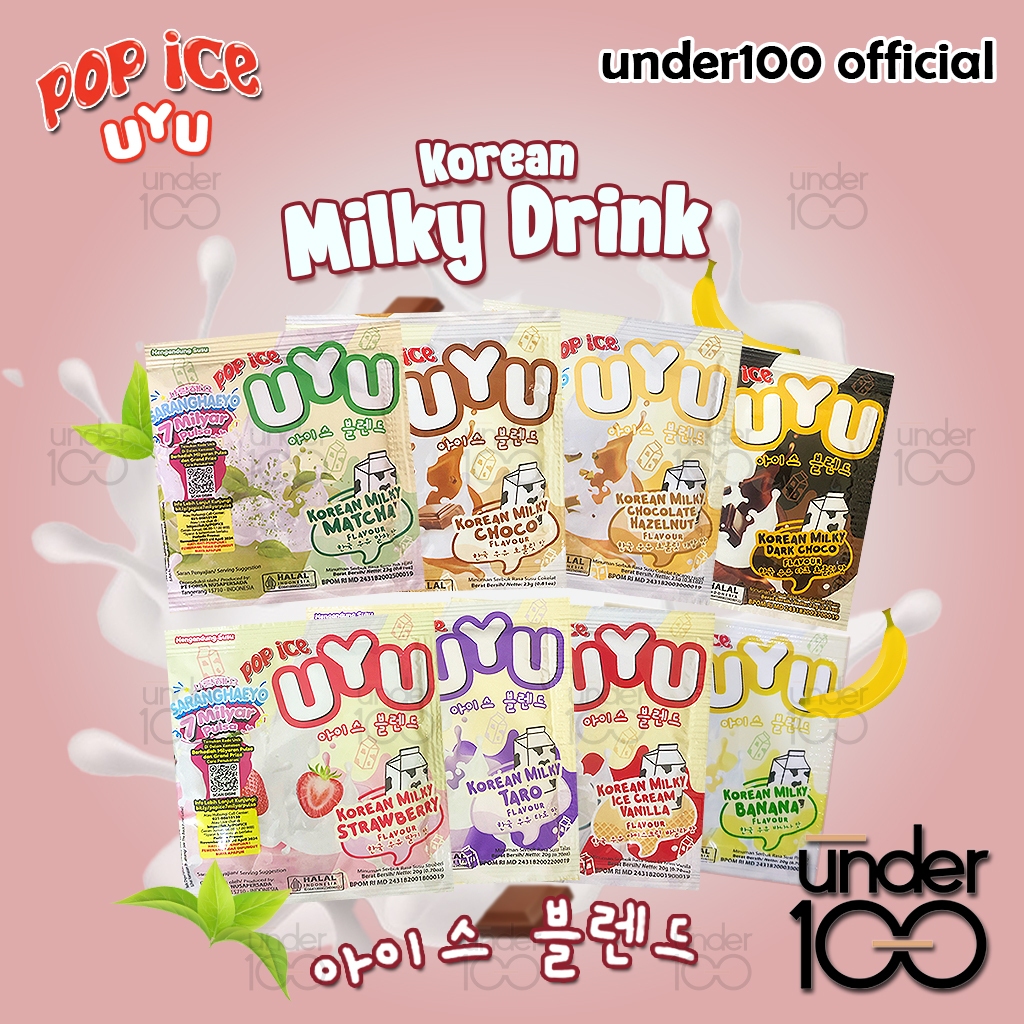 

POP ICE Uyu Korean Milky Drink Minuman Bubuk Choco/Banana/Matcha @20gr