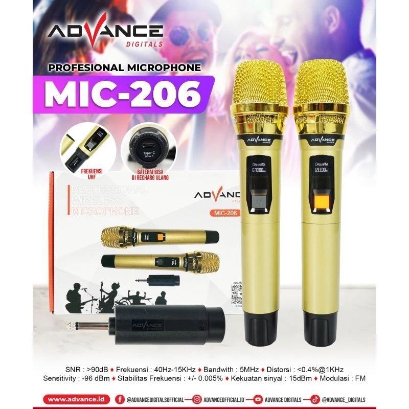 ADVANCE Microphone Mic Advance 206 Double Mic Wireless