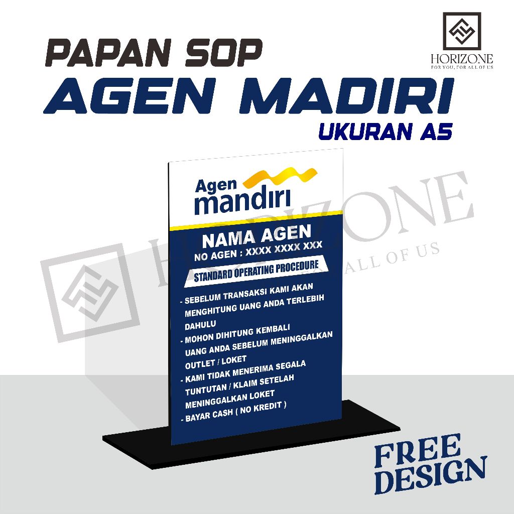 

STANDING AKRILIK SOP AGEN MANDIRI A5