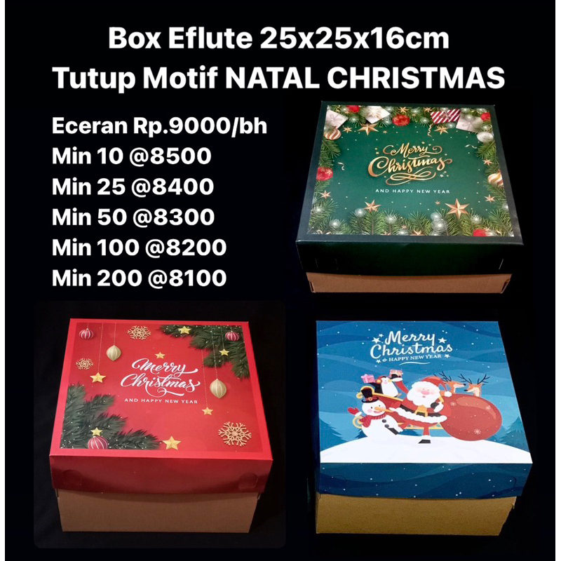 

Box Eflute 25x25x16cm Tutup Motif NATAL CHRISTMAS