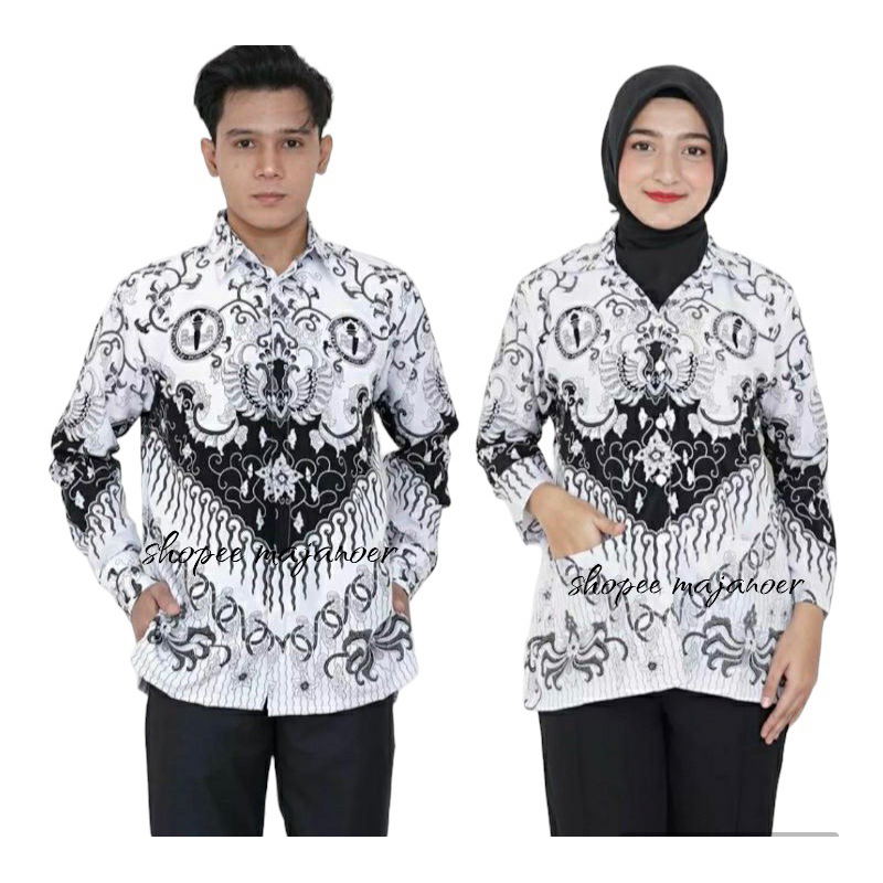 Kemeja Batik PGRI Pria Furing Lengan Panjang Size S-5L (Jumbo) Baju PNS/Guru/Kantoran Batik Kusuma B