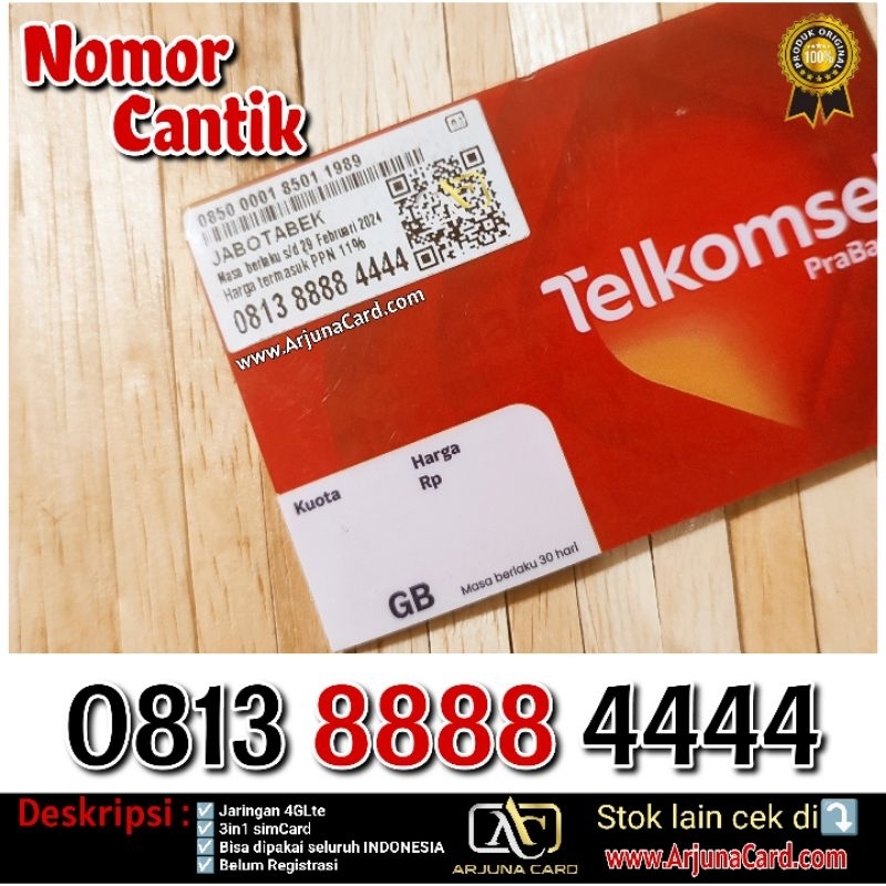 Perdana telkomsel 8888 4444 Nomor Cantik simpati double kwartet 88884444