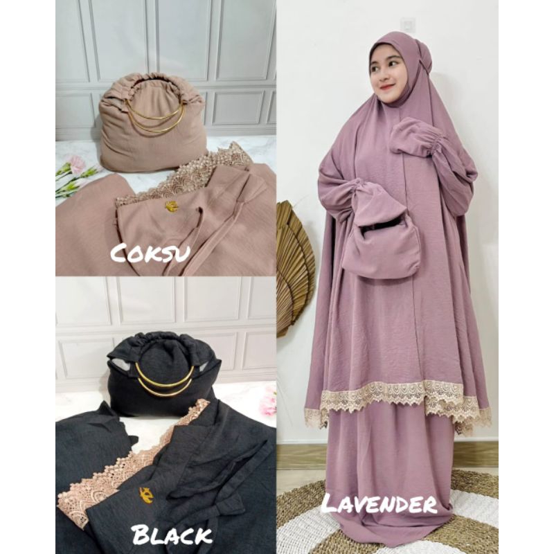 Mukena Atas Bawah Berlengan Crinkle/mukena crinkle/mukena atas bawah/mukena syar'i/mukena renda/muke