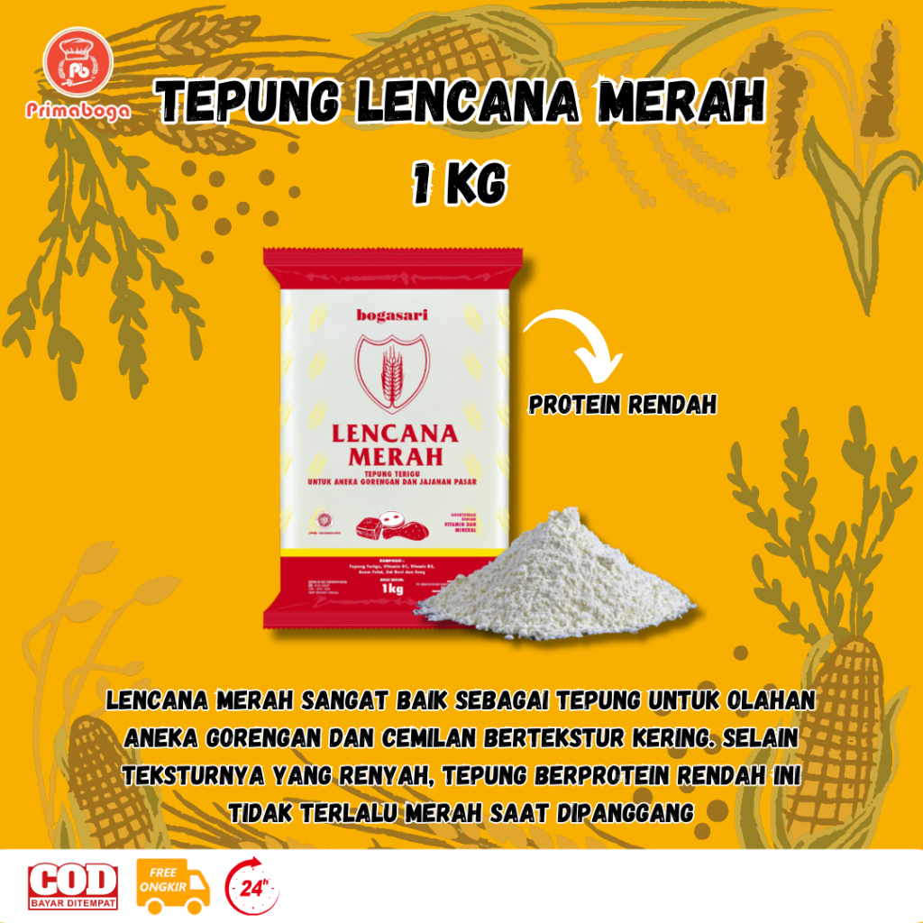 

Tepung Terigu Lencana Merah 1 Kg, murah berkualitas