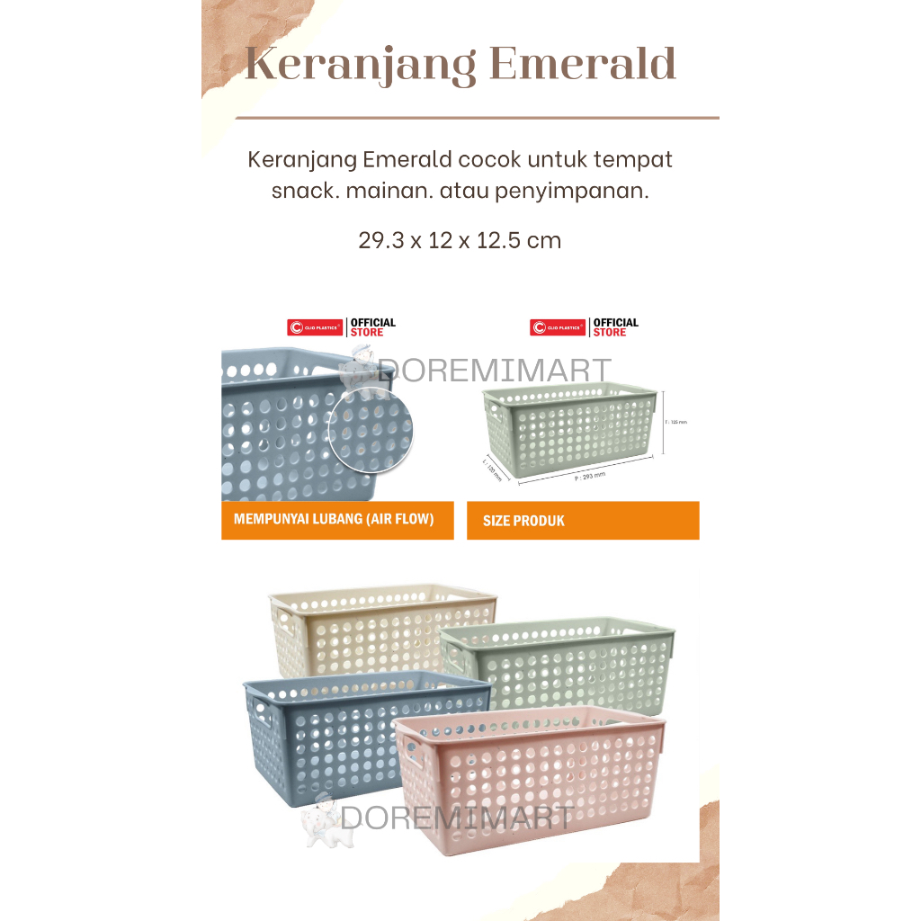 KERANJANG EMERALD / SERBAGUNA / MAINAN / BUKU / COSMETIC / SKINCARE / REMOTE
