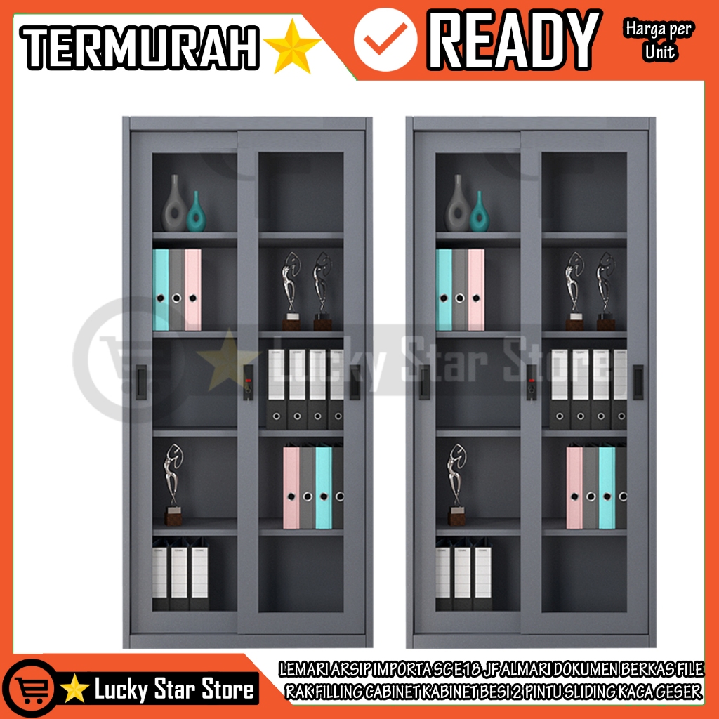 [Kargo] LEMARI FILE BUKU 2 PINTU RACKK SLIDING GESER KACA ARSIP BESI IMPORTA SC E18 JF RACK RAKK KAN