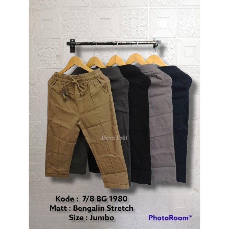 Celana Wanita model 7/8 Bengalin stretch Soft Jeans Full Karet