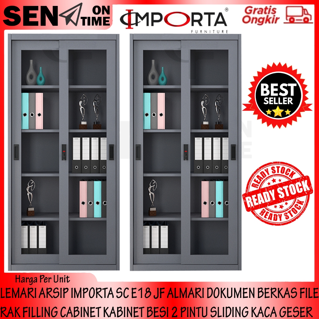[Kargo] LEMARI FILE BUKU FILLING CABINET 2 PINTU IMPORTA SC E18 JF RACKK SLIDING GESER KACA ARSIP BE