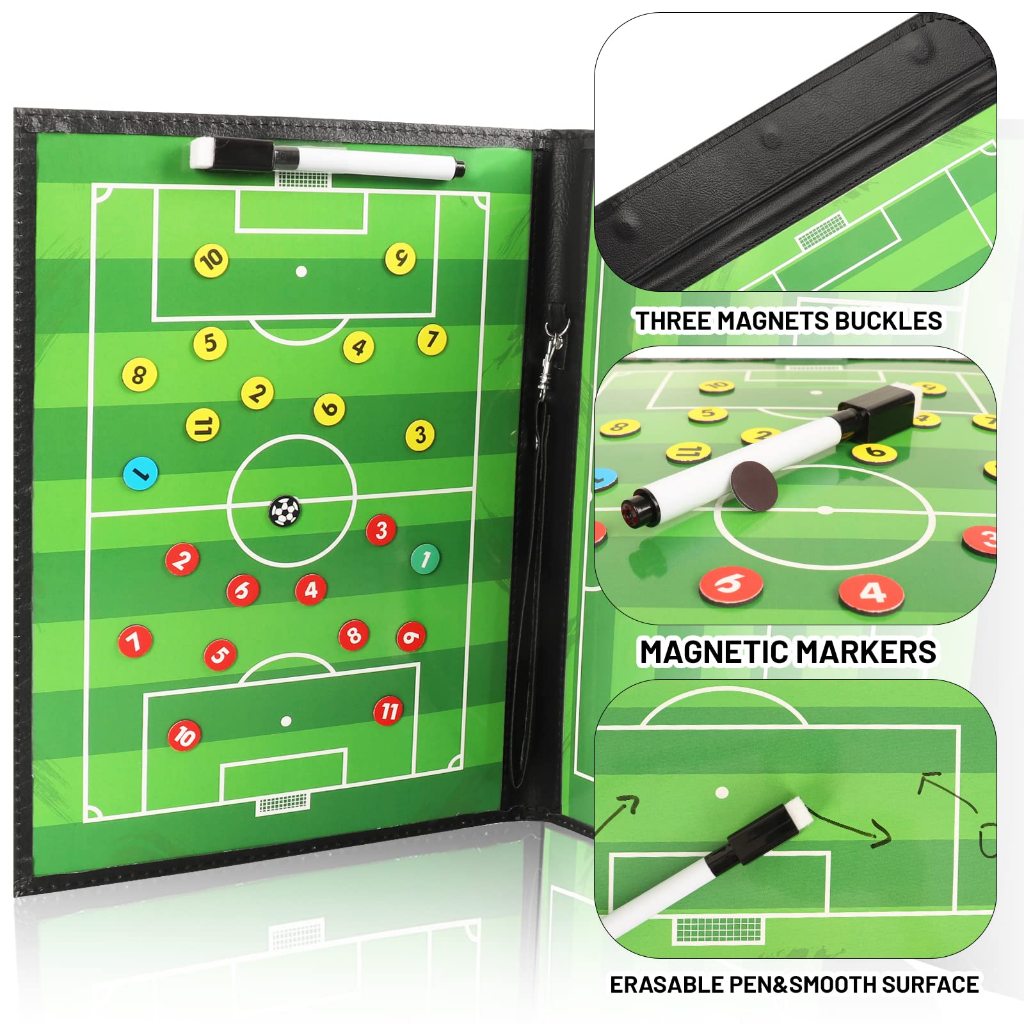 Papan Klip Pelatih Sepak Bola / Kit Papan Magnetik Taktis / dengan Penghapus Kering, Pena Spidol, dan Tas Ritsleting (Papan Sepak Bola) (Papan Pelatihan Sepak Bola)