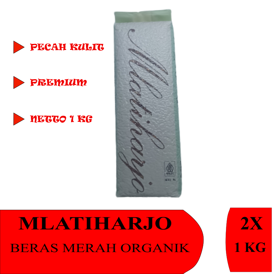 

Beras Merah Premium Organik Mlatiharjo 2 X ( 1 Kg) Vakum ( 2 Kg )