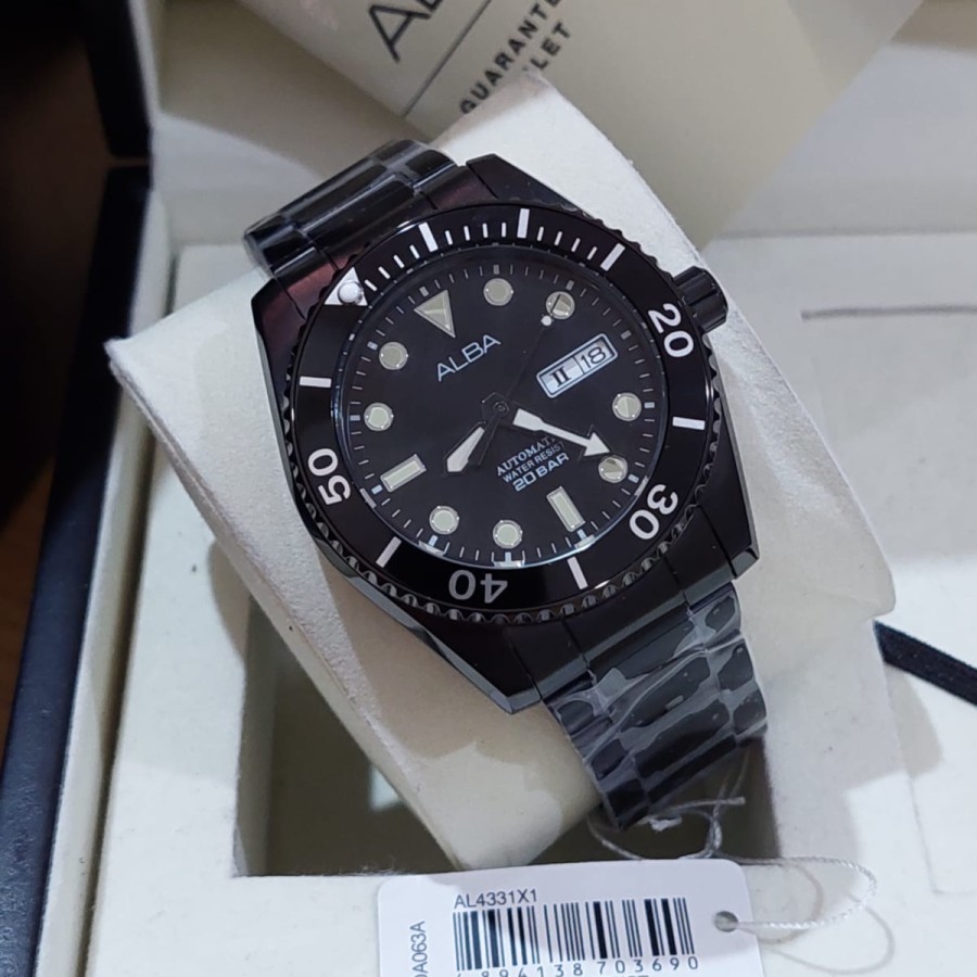 JAM TANGAN PRIA ALBA AL4331X1 AL4331 AUTOMATIC BLACK ORIGINAL